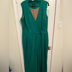 Wildfang Empower High Waisted V-Neck Green Jumpsuit